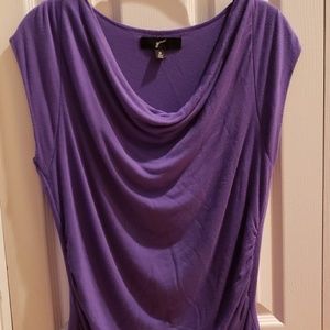 Beautiful purple drape neck cap sleeve top!